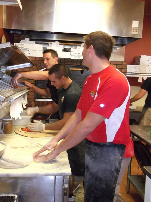 The lovely looking boys at East Coast Pizza working majic with their very capable hands! The lovely looking boys at East Coast Pizza working majic with their very capable hands!