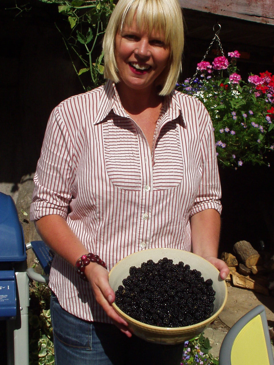 Jenny Kirwan (me!) looking pretty pleased with Sylvia's blackberries! Jenny Kirwan (me!) looking pretty pleased with Sylvia's blackberries