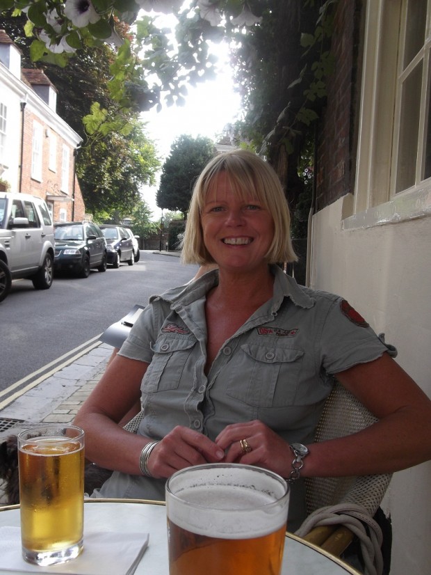 Jenny Kirwan (me) outside The Vine Inn at luchtime in Winchester Jenny Kirwan (me) outside The Vine Inn at luchtime in Winchester