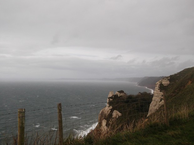 Approaching Beer head in Devon on the South West Coast Path with gale force winds! Approaching Beer head in Devon on the South West Coast Path with gale force winds!